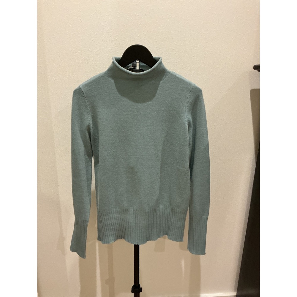 French Connection Womens Mock Neck Ribbed Knit Sweater Sage Green Small 78MTA